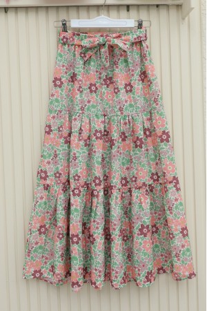 Floral Patterned Belted Two Piece Suit -Maroon