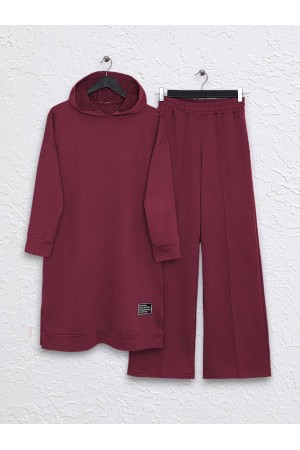 Hooded Slit Grass Suit    -Maroon
