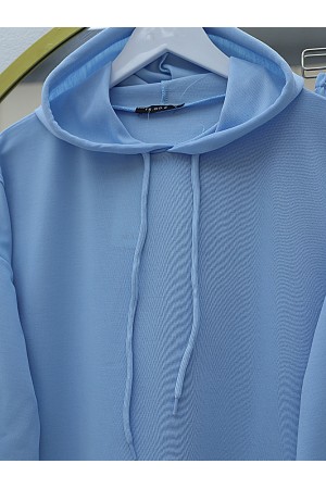 بدلة قطنية ممشطة بغطاء للرأس مع تفاصيل شعار  -ريشي