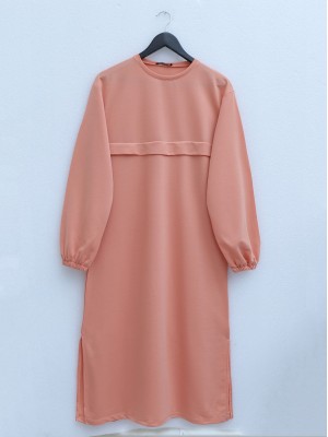 Yuvarlak Yaka Üst Uzun İki İplik Penye Takım -Yavruağzı