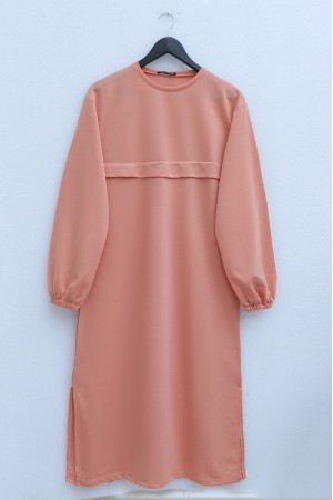 بدلة طويلة من القطن الممشط برقبة دائرية -فم الجراء