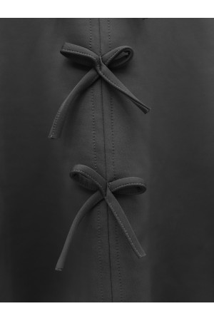 Scuba Suit with Bow Detail and Skirt -Black