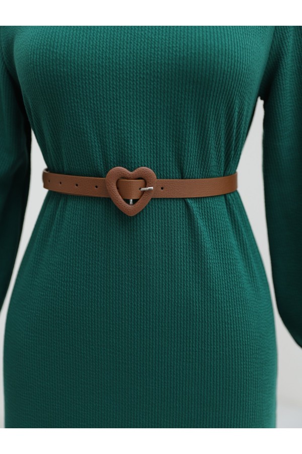 Turtleneck Corduroy Dress -Emerald