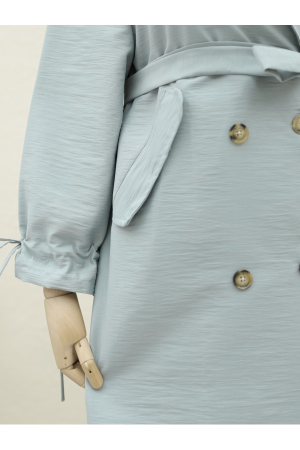 Belted Cape with Laced Cuff -Sea green