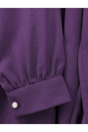 بدلة كتان بنصف أزرار مع كشكشة أمامية -لون الخوخ