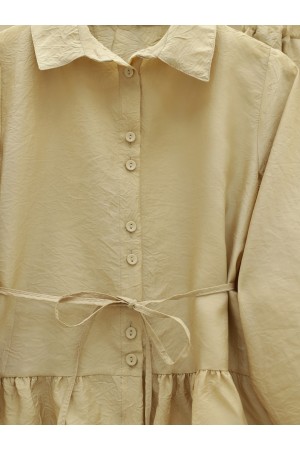 Two Piece Suit with Frilled Skirt and Belt -Light Mink