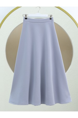 Loose Flared Scuba Puff Skirt   -Grey