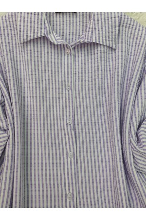 Laced Sleeve Striped Shirt -Lilac
