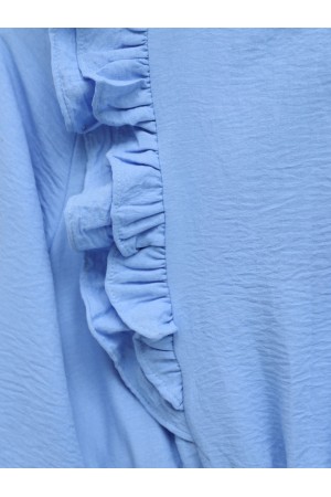 Robadan Fırfırlı Beli Büzgülü Ayrobin Bluz -Bebe Mavi