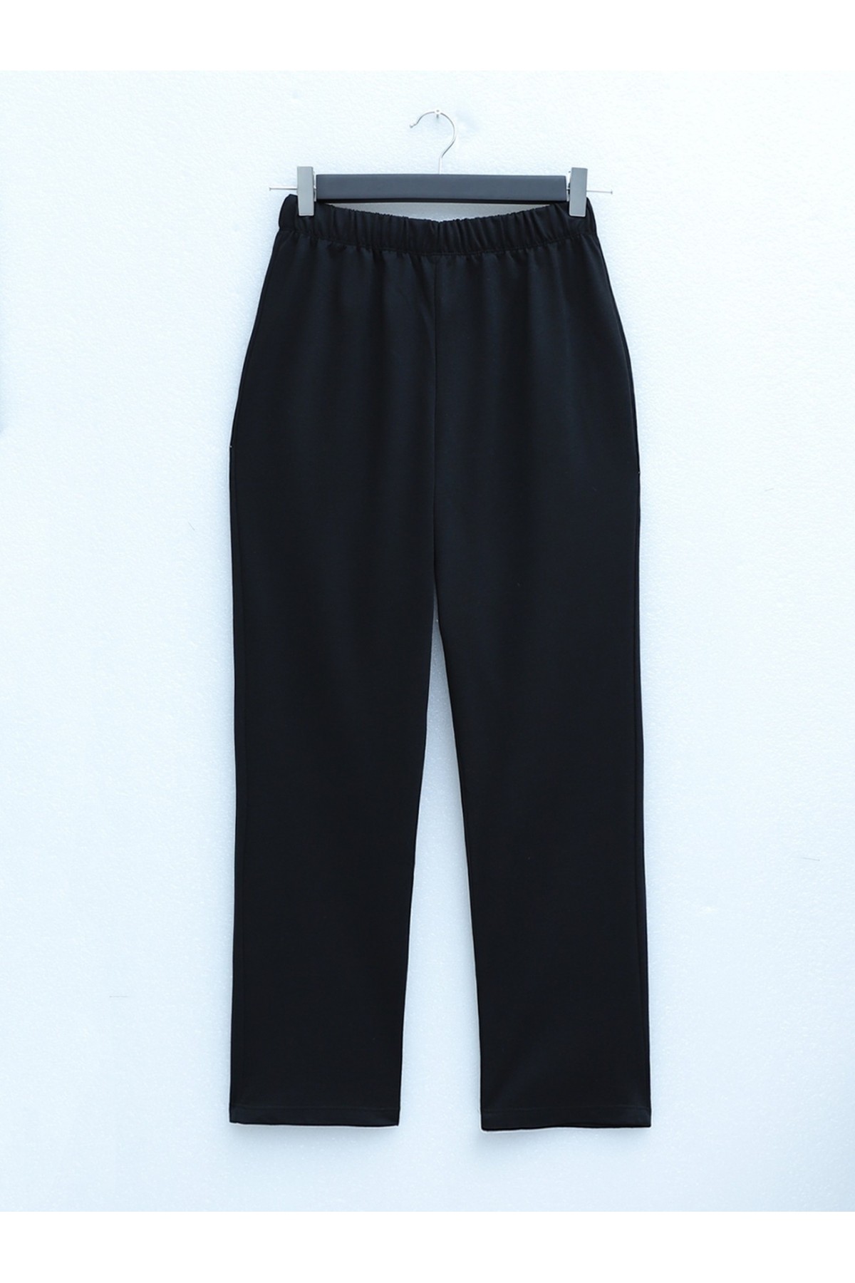 Round Neck Top Long Two Thread Combed Cotton Suit -Black