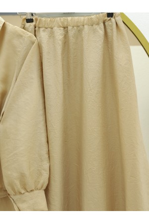 Two Piece Suit with Frilled Skirt and Belt -Light Mink