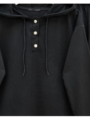 Çıtçıtlı  Arma Detaylı İkili Penye Takım -Siyah