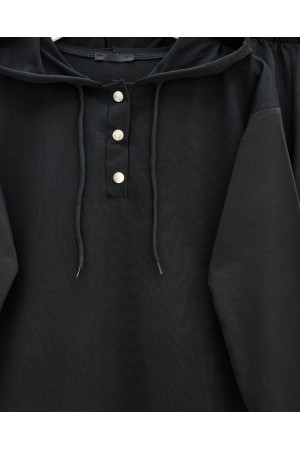 Çıtçıtlı  Arma Detaylı İkili Penye Takım -Siyah