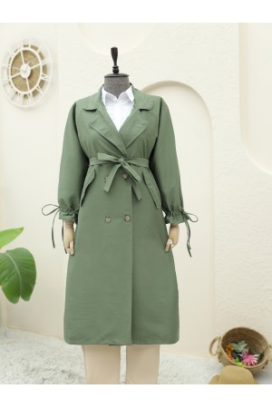 Kolu Manşeti Bağcıklı Kemerli Kap -Haki