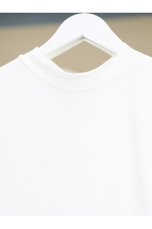 Dik Yaka Eteği Pliseli Penye İçlik  -Beyaz