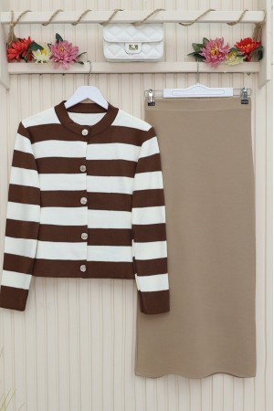 Beli Lastikli Krep Kalem Etek -Vizon