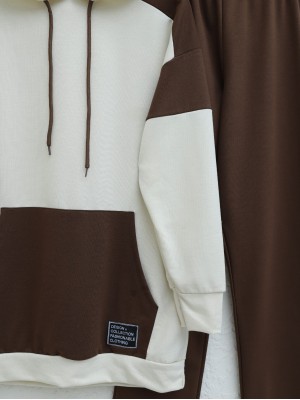 Kanguru Cepli Çift Renkli Takım -Bej