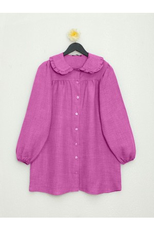 Bebe Yaka Boydan Düğmeli Tunik       -Pembe