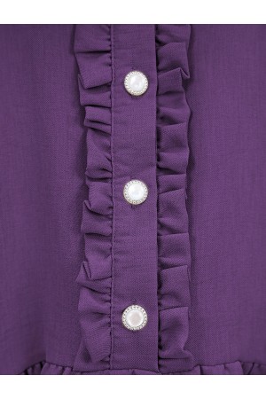 بدلة كتان بنصف أزرار مع كشكشة أمامية -لون الخوخ