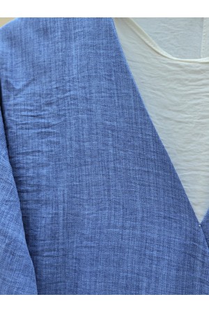 كيمونو من الكتان برباط جانبي -اللون النيلي