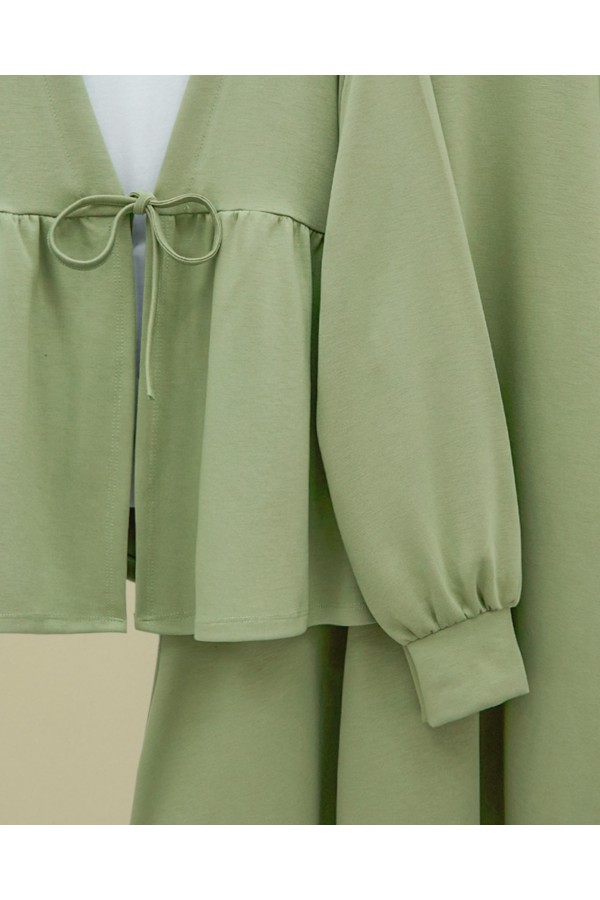 Oysho Suit with Tied Waist Skirt -Cagla Green