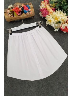 Lastikli Düğmeli Kurtarıcı Gömlek Altı Eteklik -Beyaz