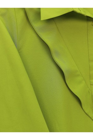 V-Front Patterned Shirt -PISTACHIO GREEN