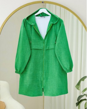 Linen Cap with Pocket Detail  -Green