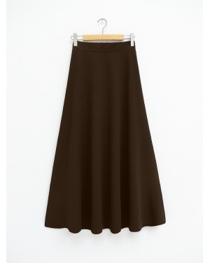 İthal Likralı Krep Kumaş Kiloş Çan Etek  -Kahve