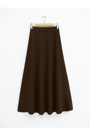 İthal Likralı Krep Kumaş Kiloş Çan Etek  -Kahve