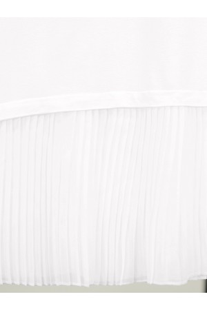 Dik Yaka Eteği Pliseli Penye İçlik   -Ekru