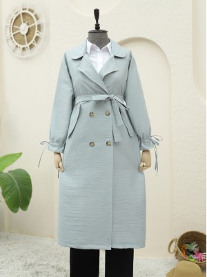 Kolu Manşeti Bağcıklı Kemerli Kap -Su Yeşili