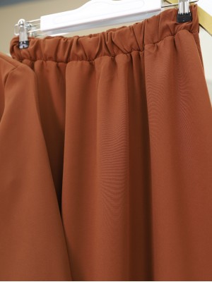 Fiyonk Detaylı Kolu Lastikli Etekli Takım -Kahve