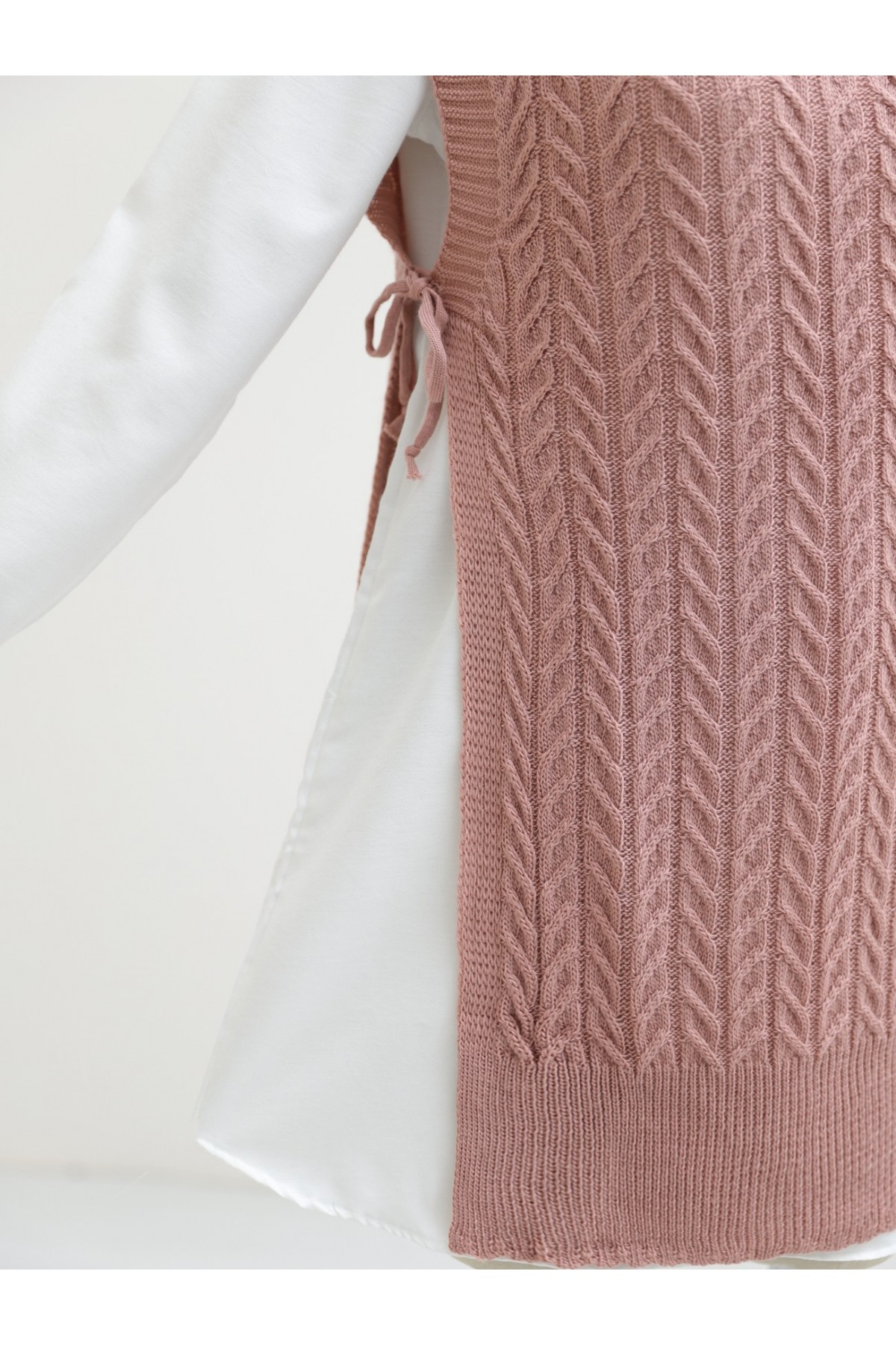 Side Tie Sweater -Dried rose