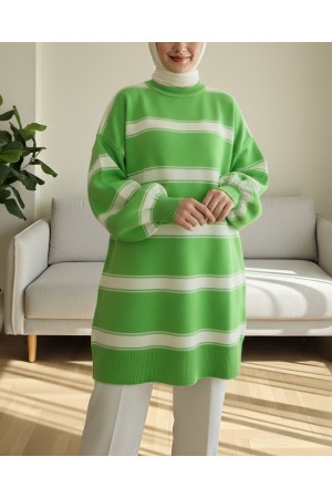 Striped Half -PISTACHIO GREEN