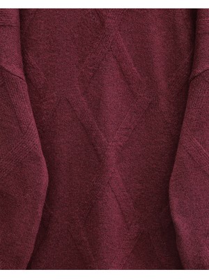 Baklava Desenli Yumoş Triko Tunik -Bordo