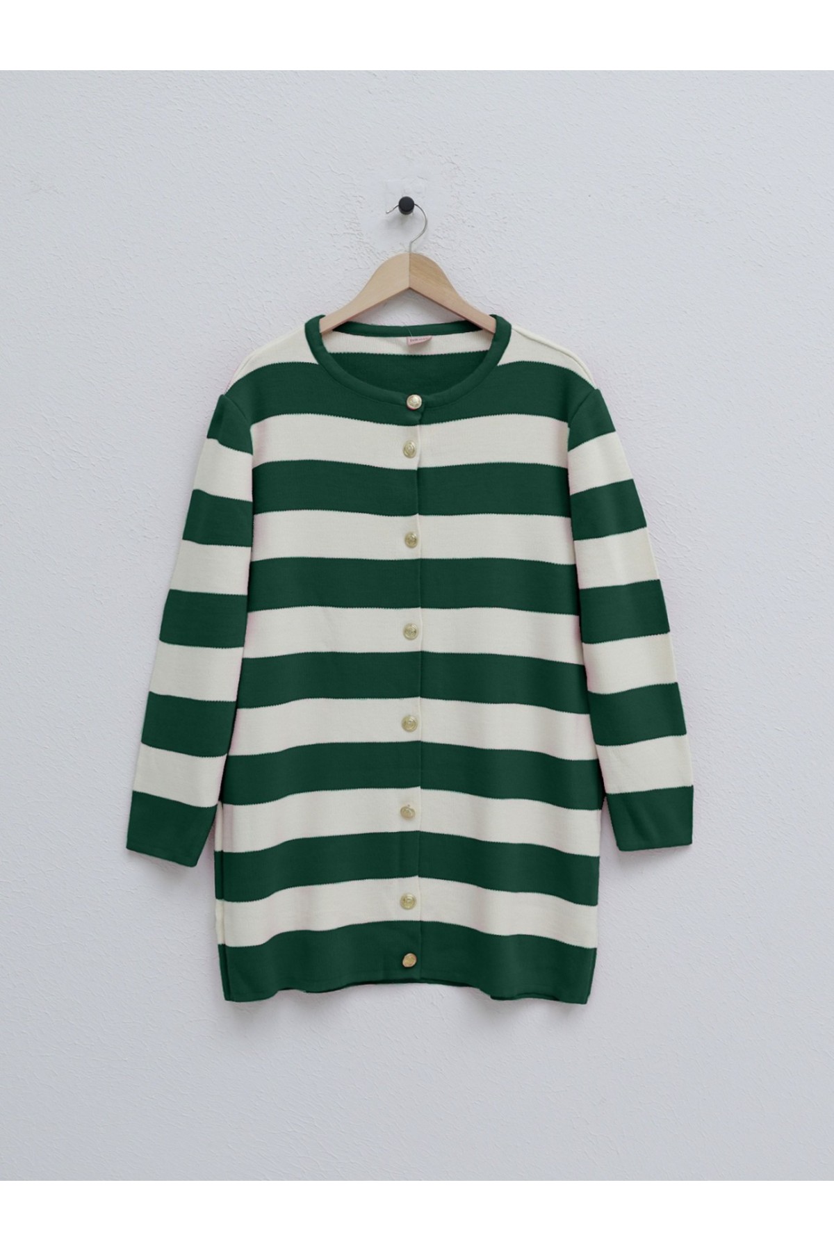 Ringelli Metal Button Steel Knit Loose Cardigan -Emerald