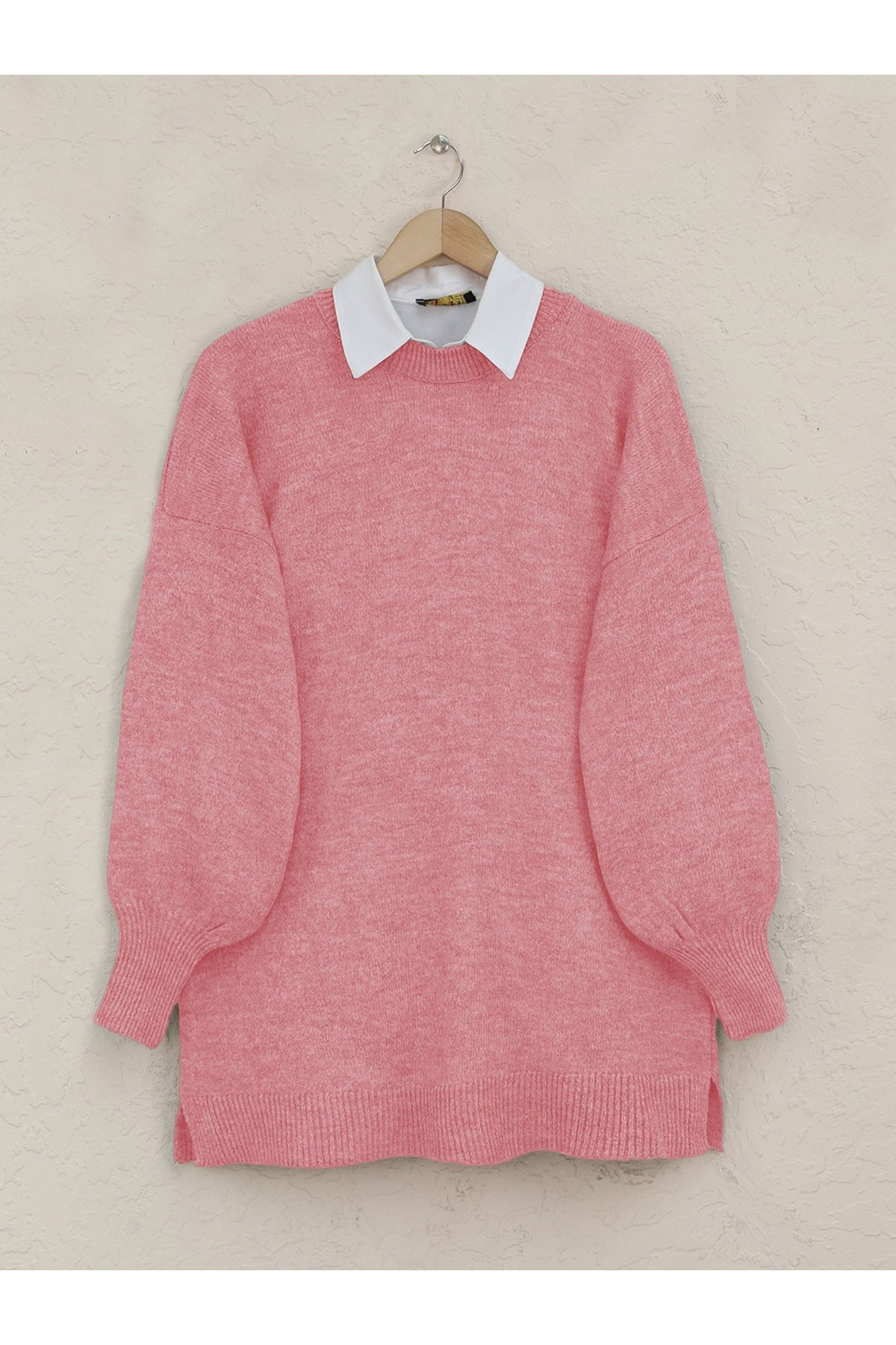 Round Neck Balloon Sleeve Casual Knitted Sweater -Puppies mouth