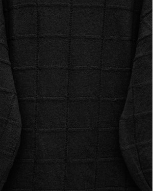 تونيك محبوك ناعم بفتحة مربعة -أسود