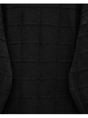 تونيك محبوك ناعم بفتحة مربعة -أسود