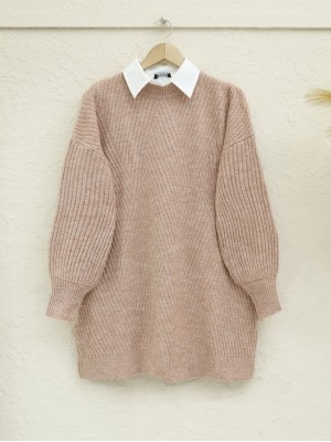 Yürütme Örgü Baklava Desenli Triko Tunik    -G.Kurusu