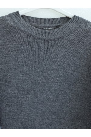 Kolu Lastikli Ponpon Detaylı Triko Elbise -Füme