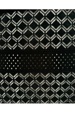 Openwork  Patterned Knit Dress -Black