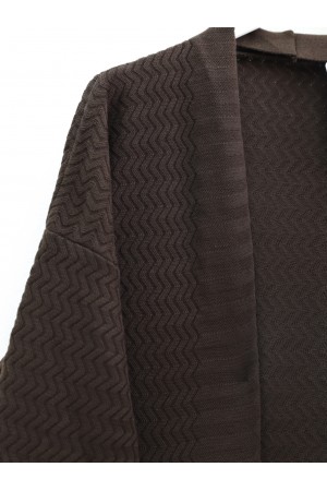 Zikzak Desenli Uzun Triko Hırka -K. Kahve