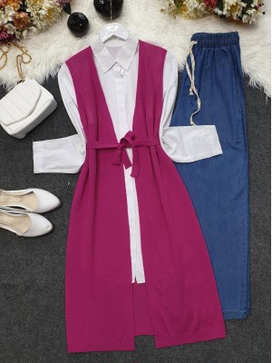 Fileli Baharlık Hırka       -Nar Çiçeği