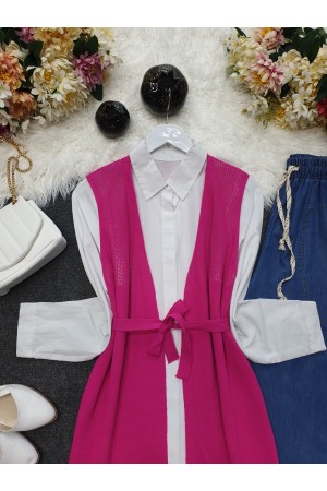  Mesh Spring Cardigan    -ضارب الى الحمرة