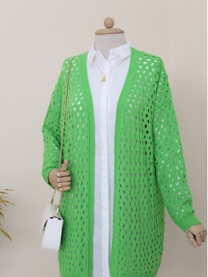 Fileli Baharlık Araboy Triko Hırka -A.Yeşil