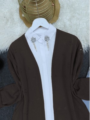 Ajurlu Araboy Triko Hırka   -K. Kahve