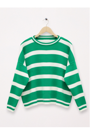 Crew Neck Loose Knitwear Sweater -Green