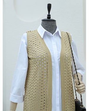 Openwork Vest  -Mink color